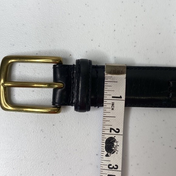 Dockers Black Top Grain Leather Woven Textured Belt Solid Brass Buckle Durable - Picture 9 of 12